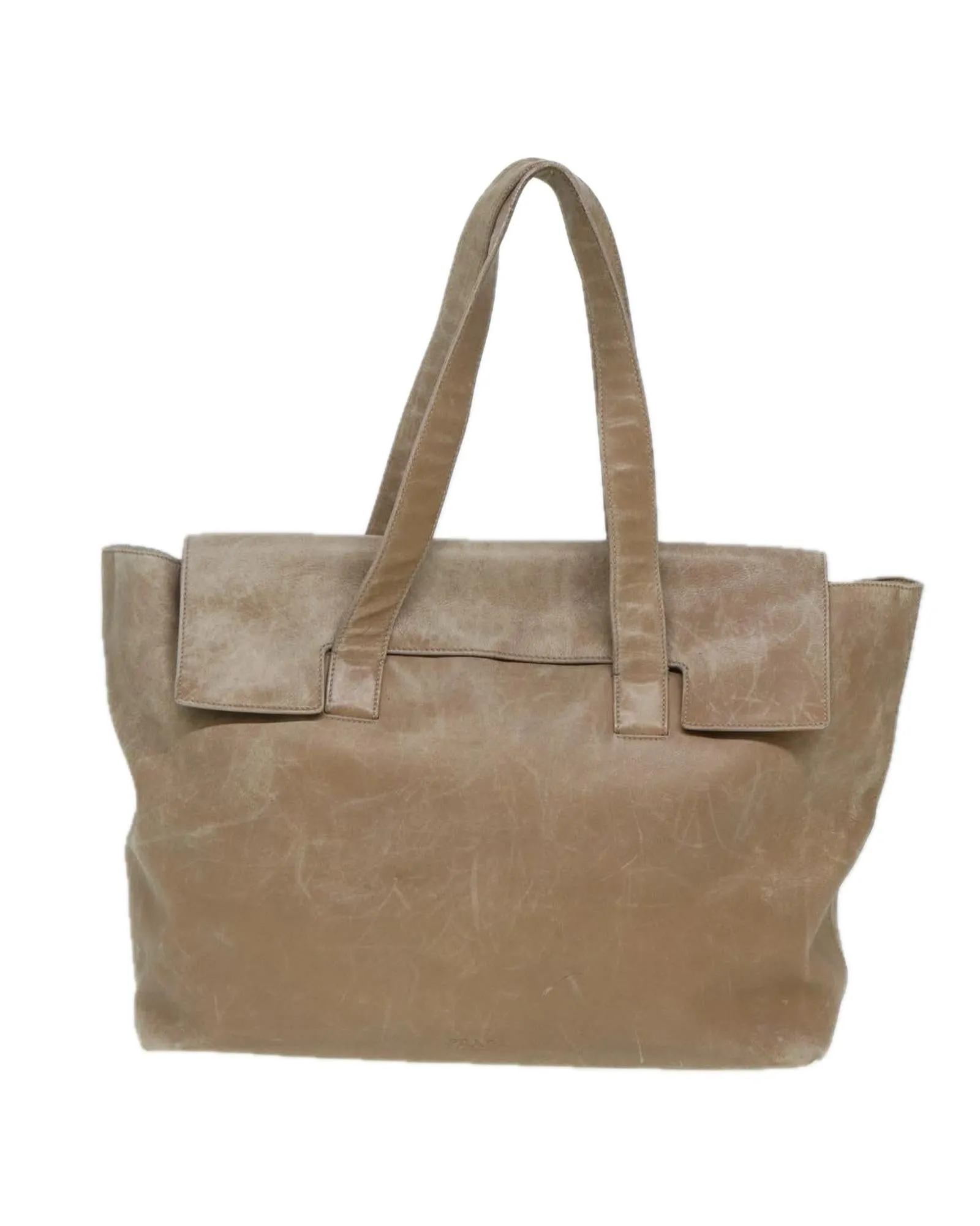 Leather Tote Bag Set with Distressed Detailing