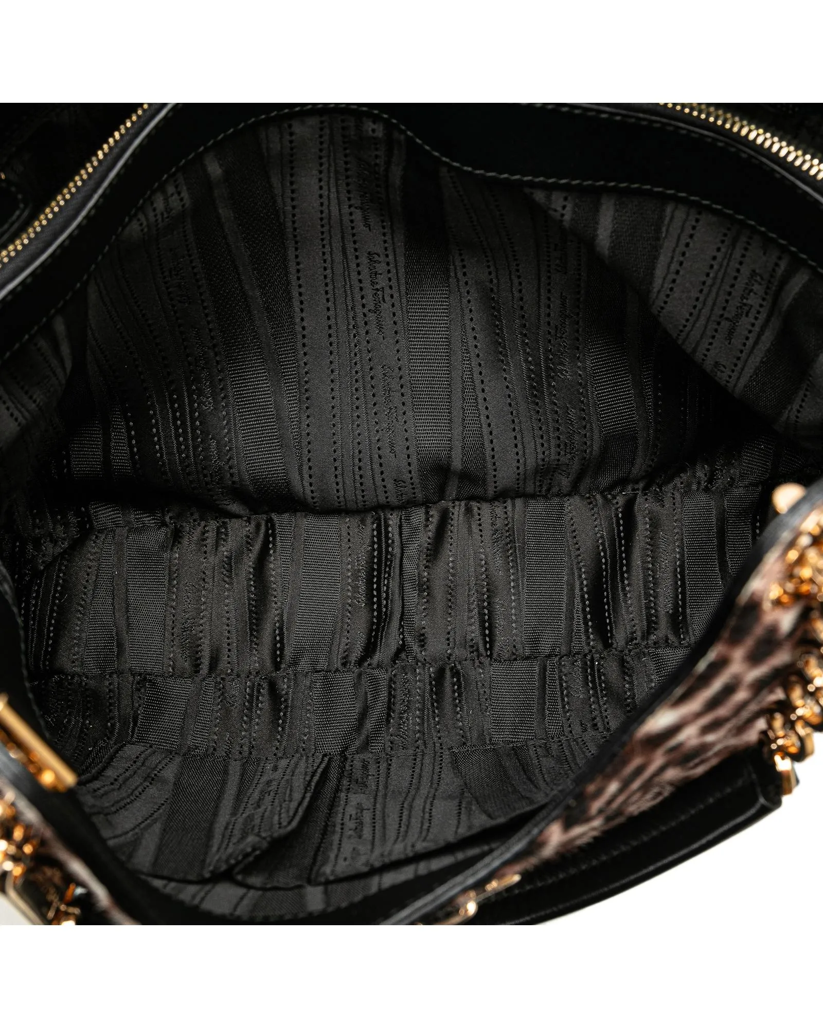 Leopard Print Pony Hair Tote with Leather Trim and Chain Handles