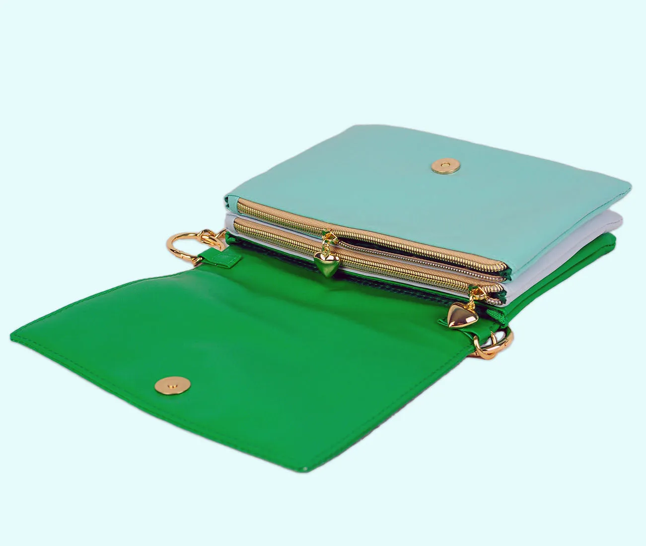 Lightning Bolt Romy Convertible Clutch in Electric Emerald