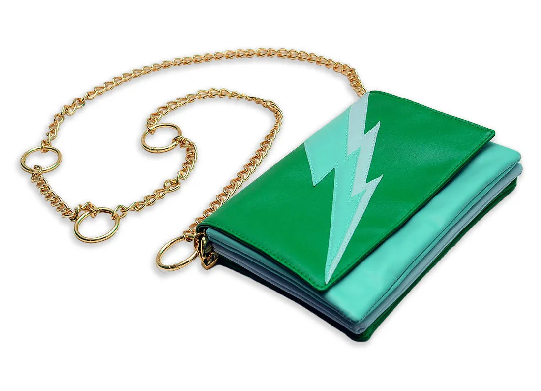 Lightning Bolt Romy Convertible Clutch in Electric Emerald