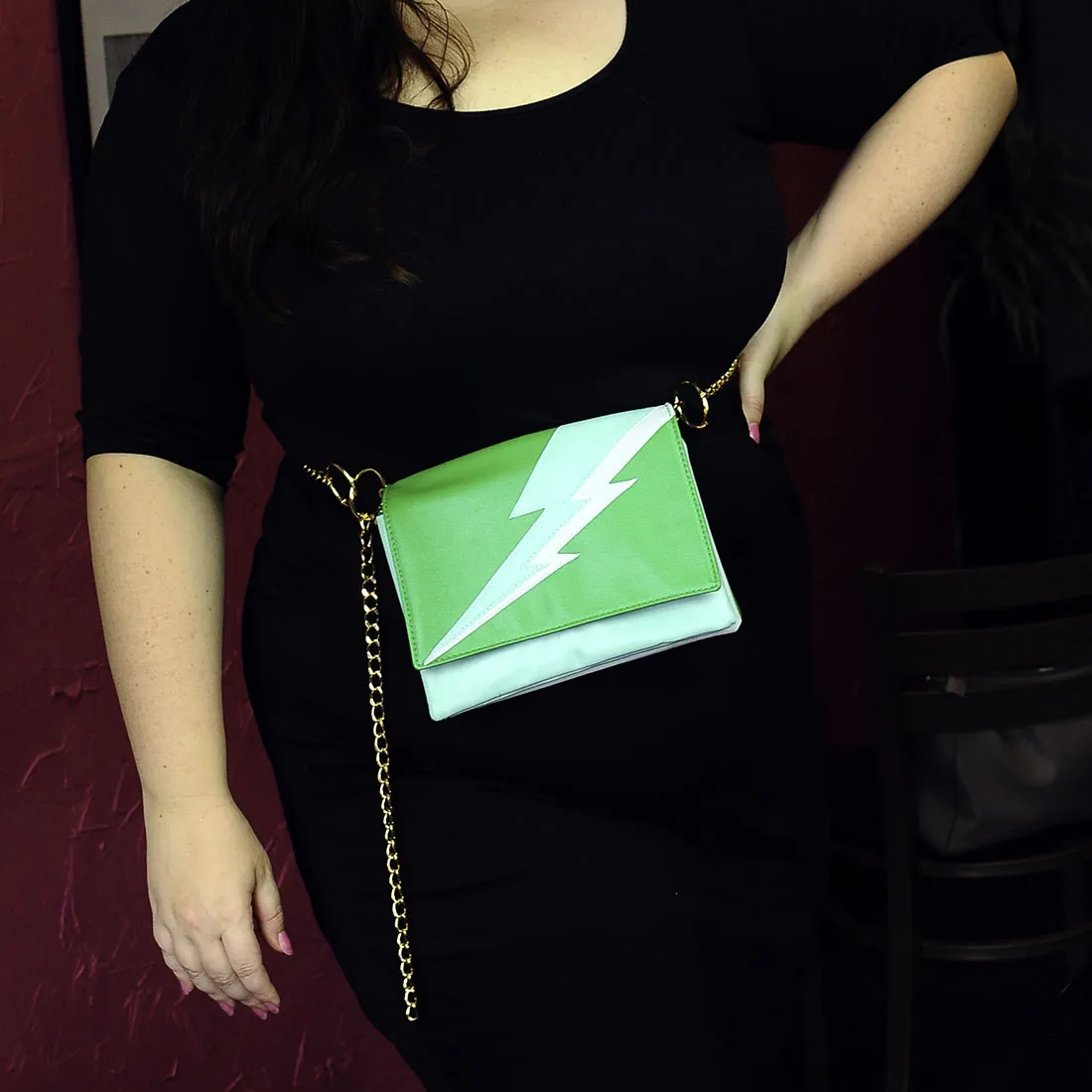 Lightning Bolt Romy Convertible Clutch in Electric Emerald