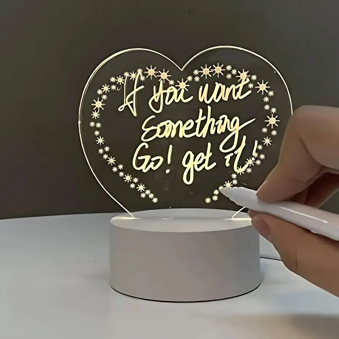 Love 5 in 1 Combo - 32cm Love Neon Light, 3D LED Message Board with Pen, Pack of 12 Air Dry Clay, Mini Scratch Book, Water Magic Book, Free 4 in 1 USB Hub