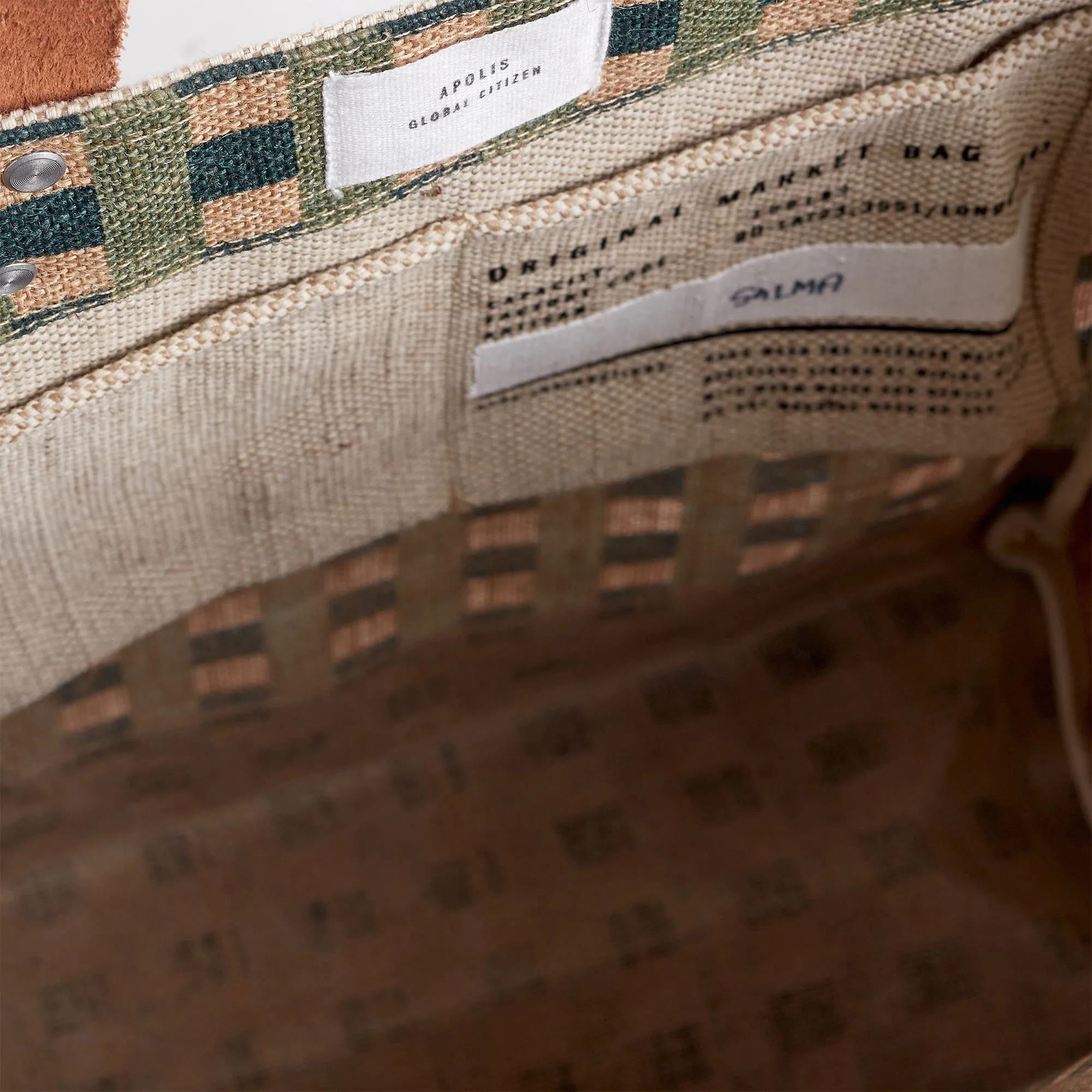 Market Tote in Green Gingham