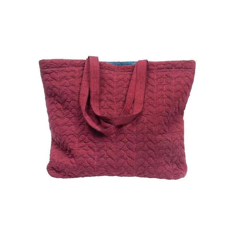 Maroon Hand Embroidered Quilted Bag