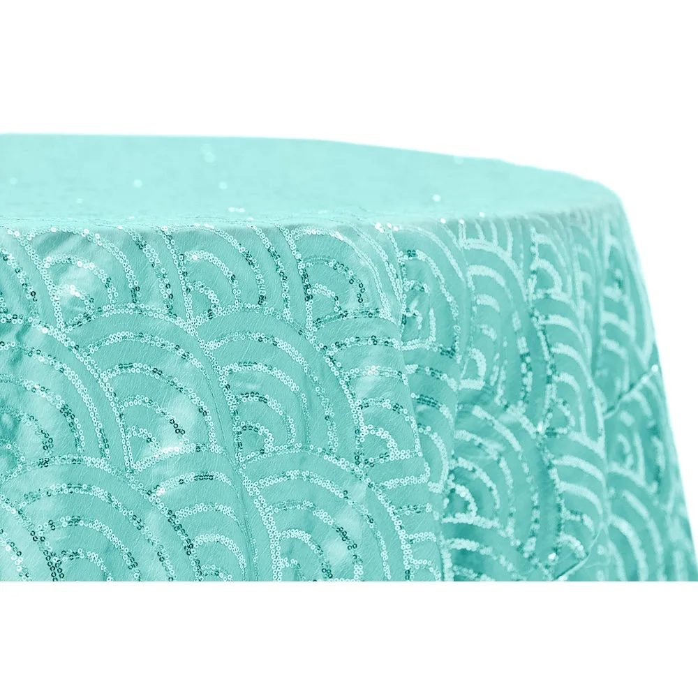 Mermaid Scale Sequin 132" Round Tablecloth - Turquoise