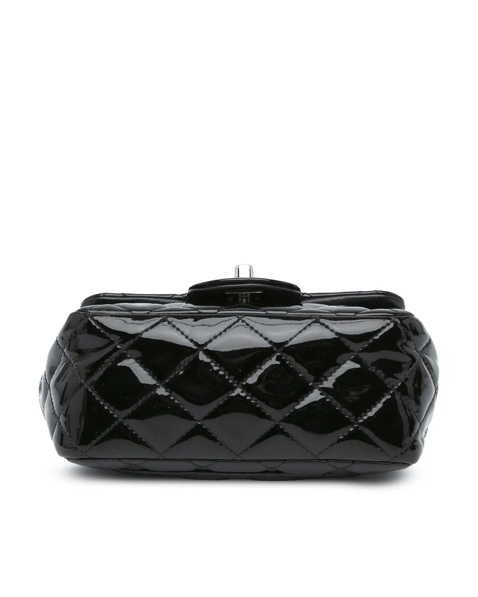 Mini Square Classic Patent Single Flap Bag with Quilted Leather and Twist Lock Closure