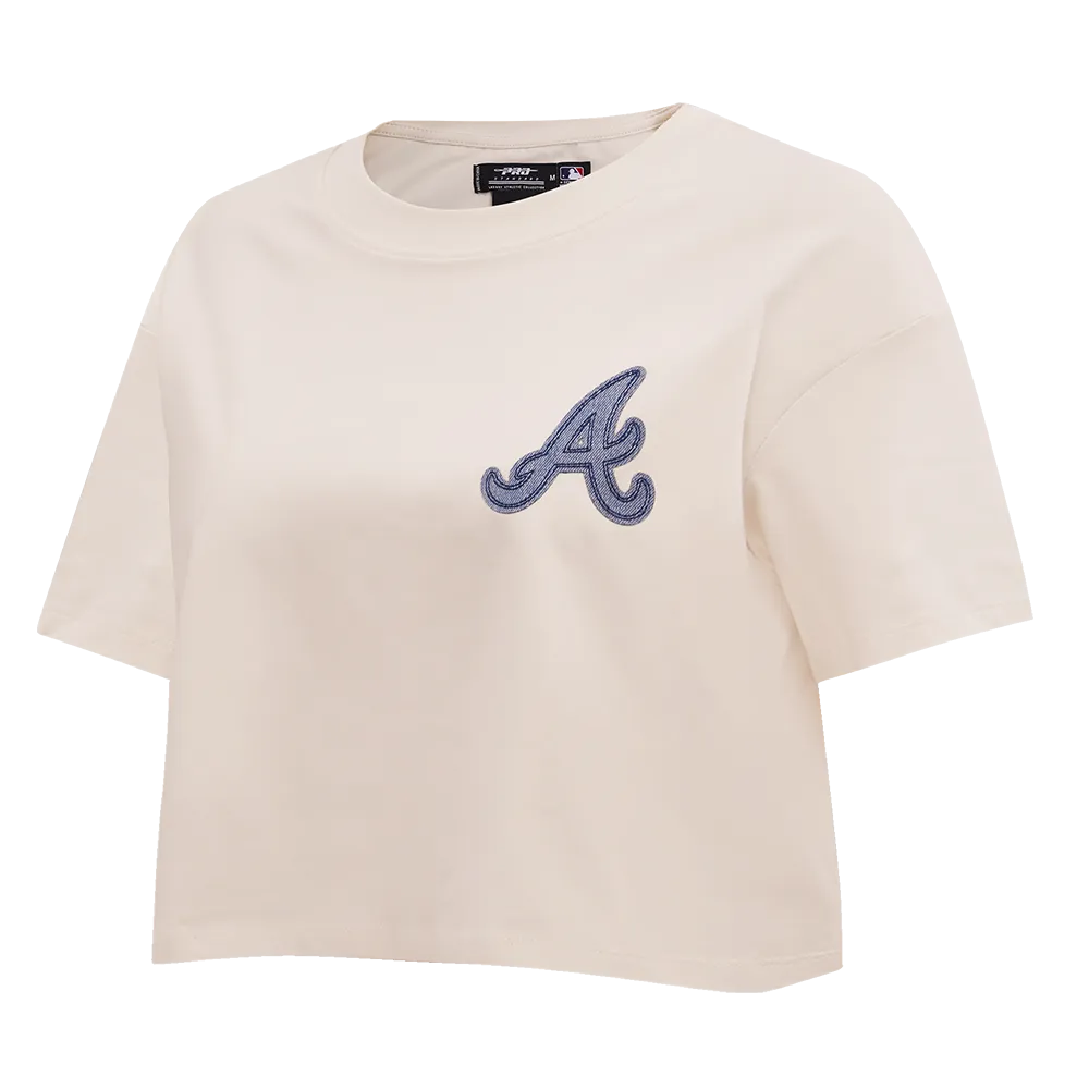 MLB ATLANTA BRAVES VARSITY BLUES WOMEN'S BOXY TEE (LINEN)