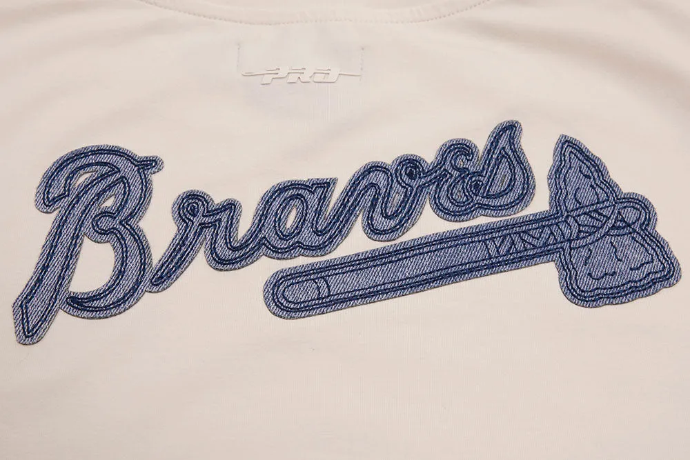 MLB ATLANTA BRAVES VARSITY BLUES WOMEN'S BOXY TEE (LINEN)
