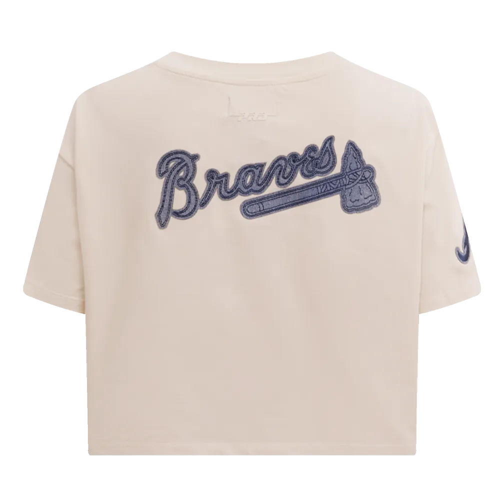 MLB ATLANTA BRAVES VARSITY BLUES WOMEN'S BOXY TEE (LINEN)