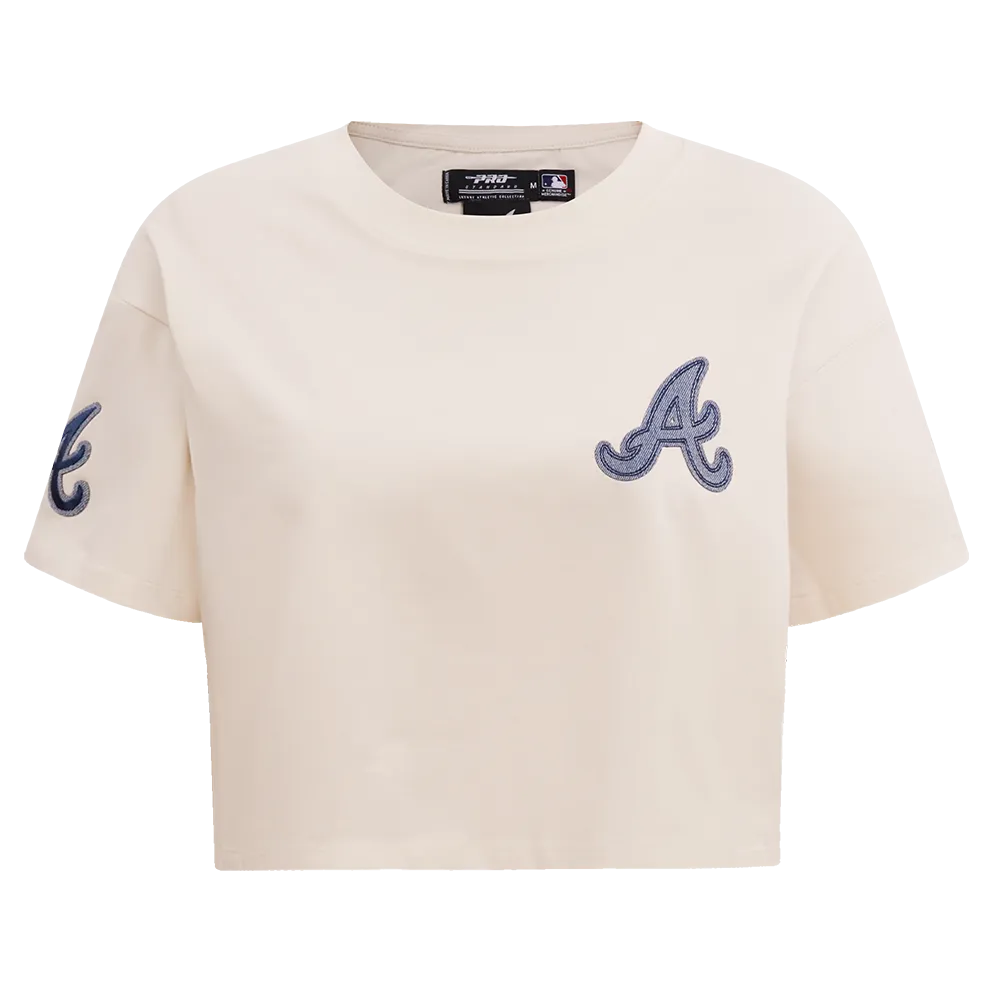 MLB ATLANTA BRAVES VARSITY BLUES WOMEN'S BOXY TEE (LINEN)