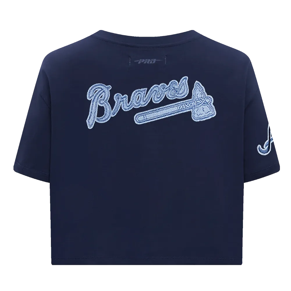 MLB ATLANTA BRAVES VARSITY BLUES WOMEN'S BOXY TEE (MIDNIGHT NAVY)