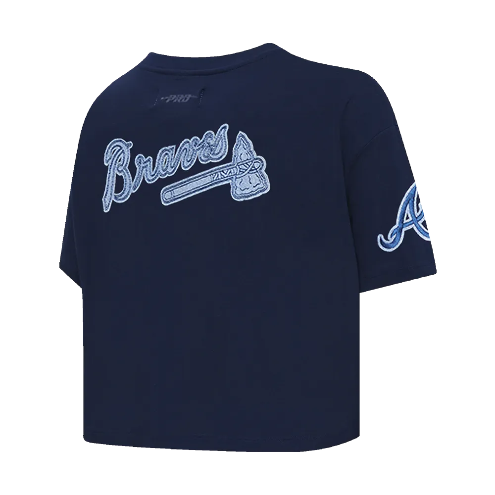 MLB ATLANTA BRAVES VARSITY BLUES WOMEN'S BOXY TEE (MIDNIGHT NAVY)