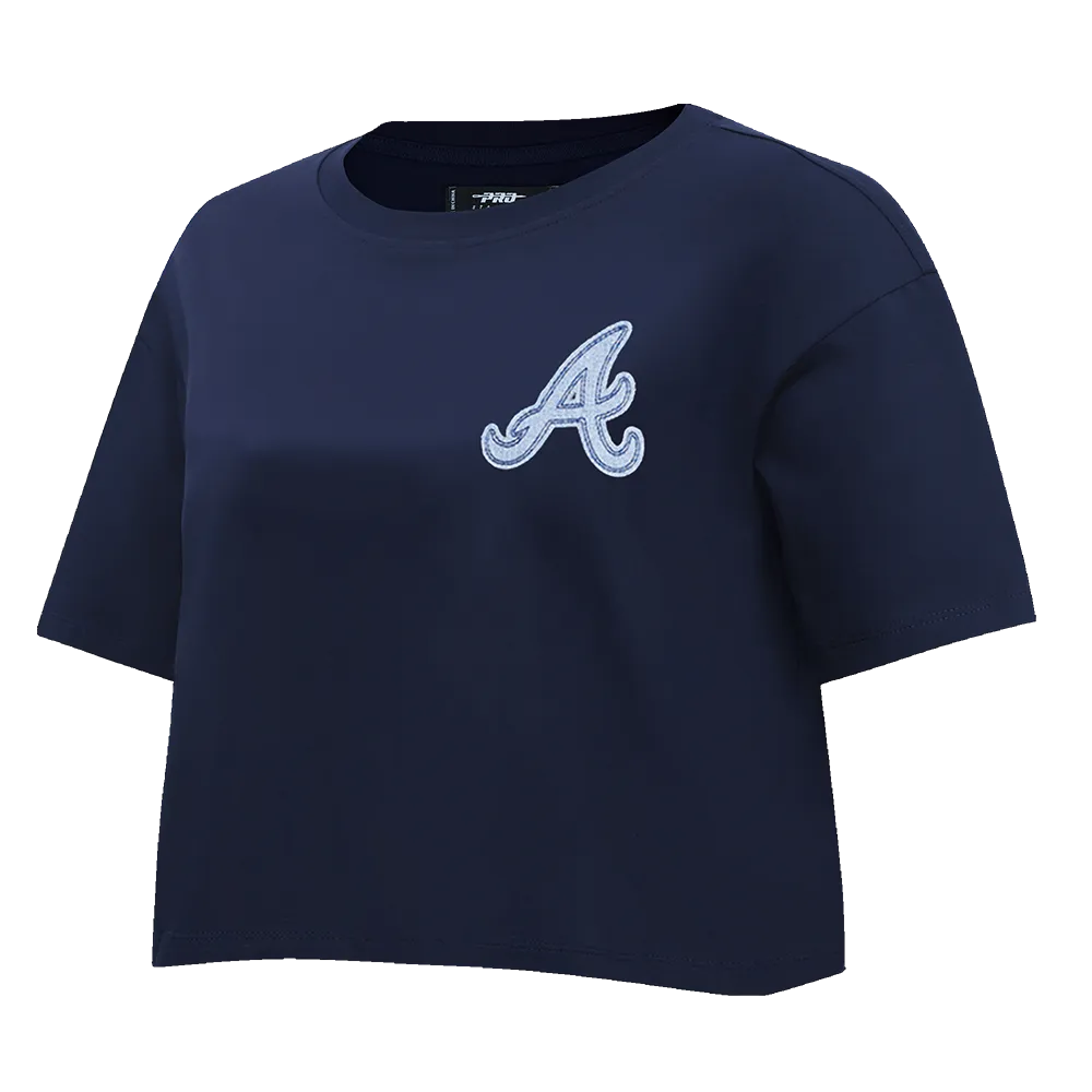 MLB ATLANTA BRAVES VARSITY BLUES WOMEN'S BOXY TEE (MIDNIGHT NAVY)