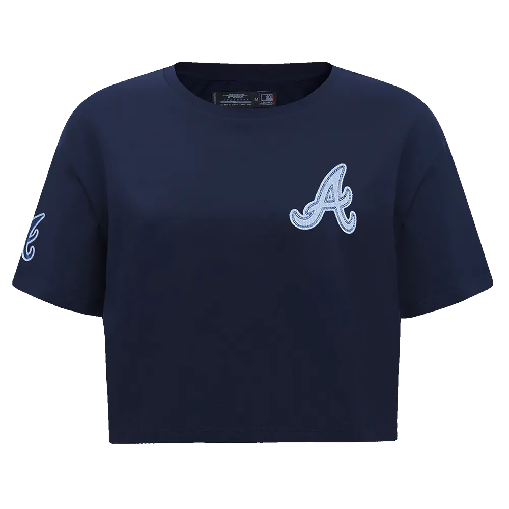 MLB ATLANTA BRAVES VARSITY BLUES WOMEN'S BOXY TEE (MIDNIGHT NAVY)