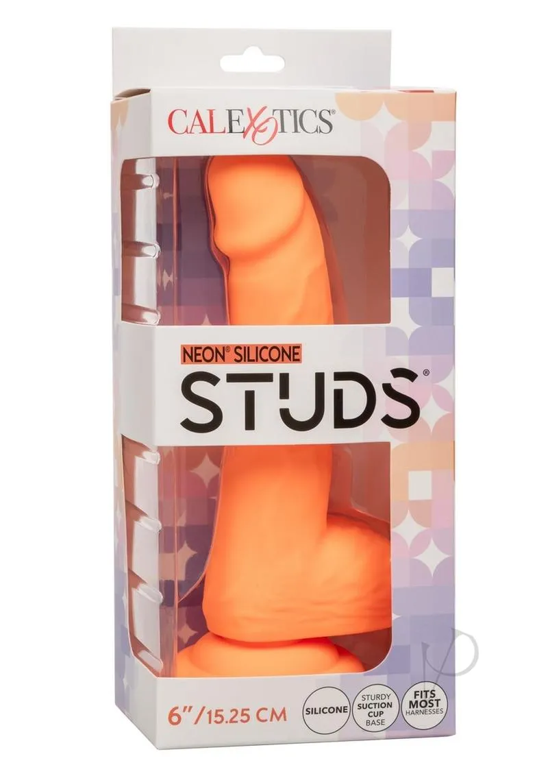 Neon Silicone Studs 6 Dildo Orange