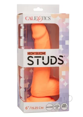 Neon Silicone Studs 6 Dildo Orange