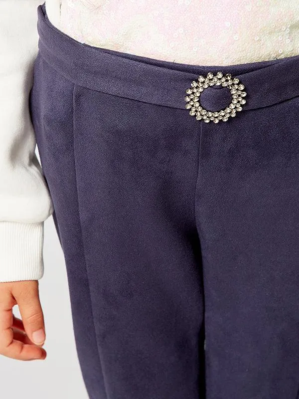 One Friday Navy Blue Suede Legging