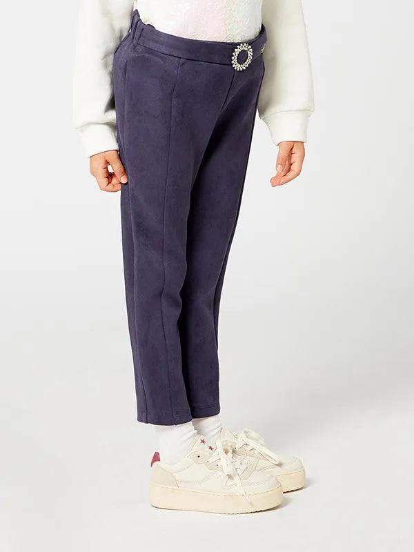 One Friday Navy Blue Suede Legging