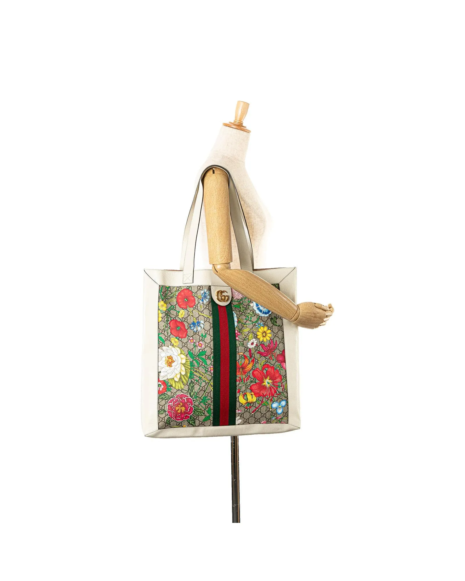 Ophidia Tote Bag with Leather Trim and Flat Handles
