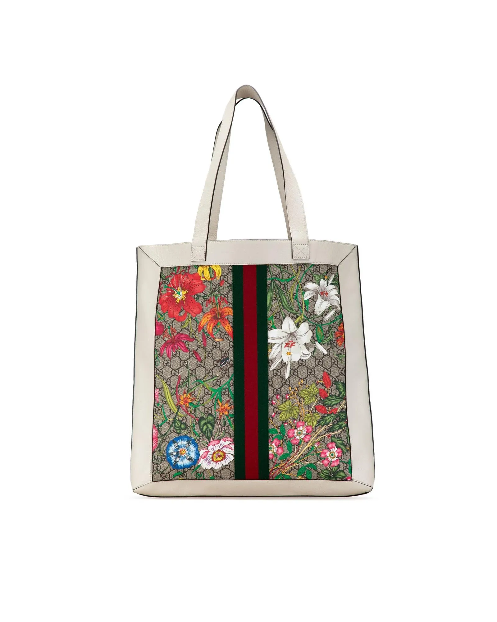 Ophidia Tote Bag with Leather Trim and Flat Handles