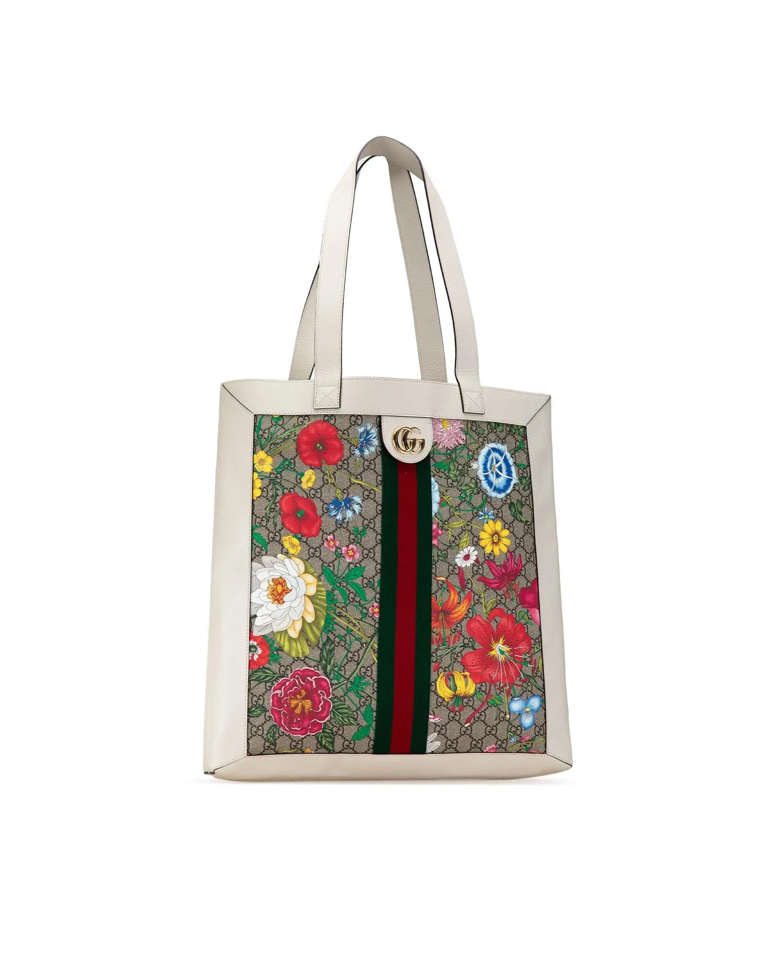Ophidia Tote Bag with Leather Trim and Flat Handles