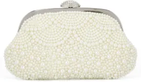 Oweisong Womens Pearl Clutch Purses for Wedding Pearl Bag White Beaded Evening Handbag Ivory Bridal Shoulder Purse