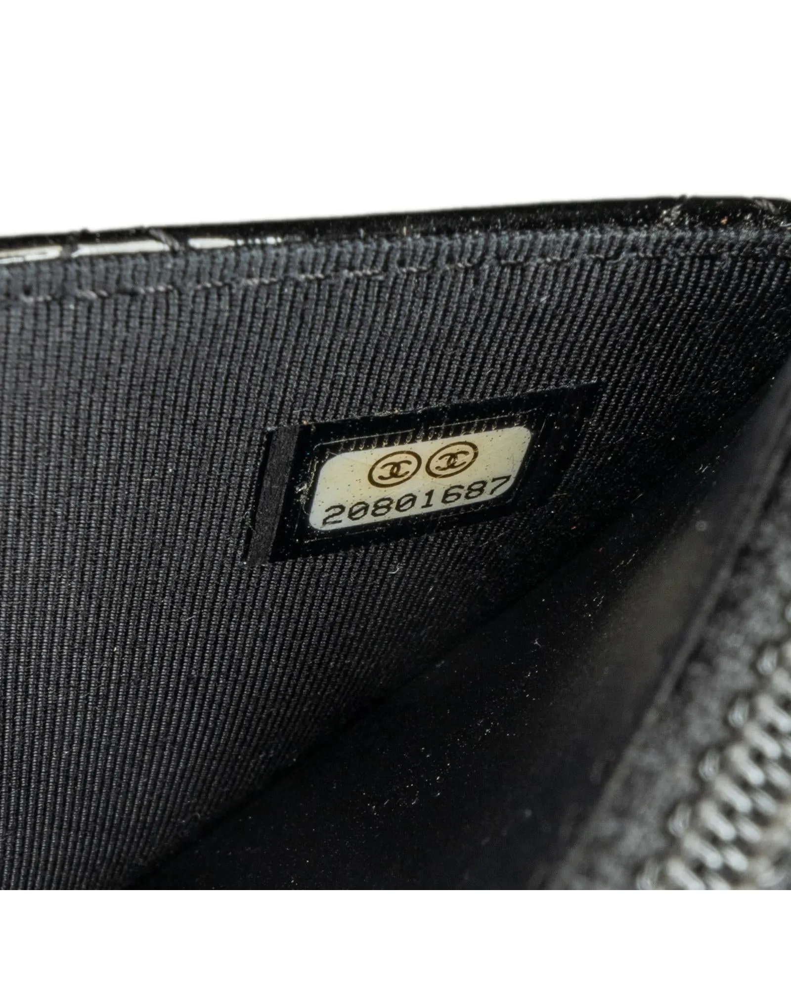 Patent Leather Quilted Wallet on Chain with Twist Lock Closure