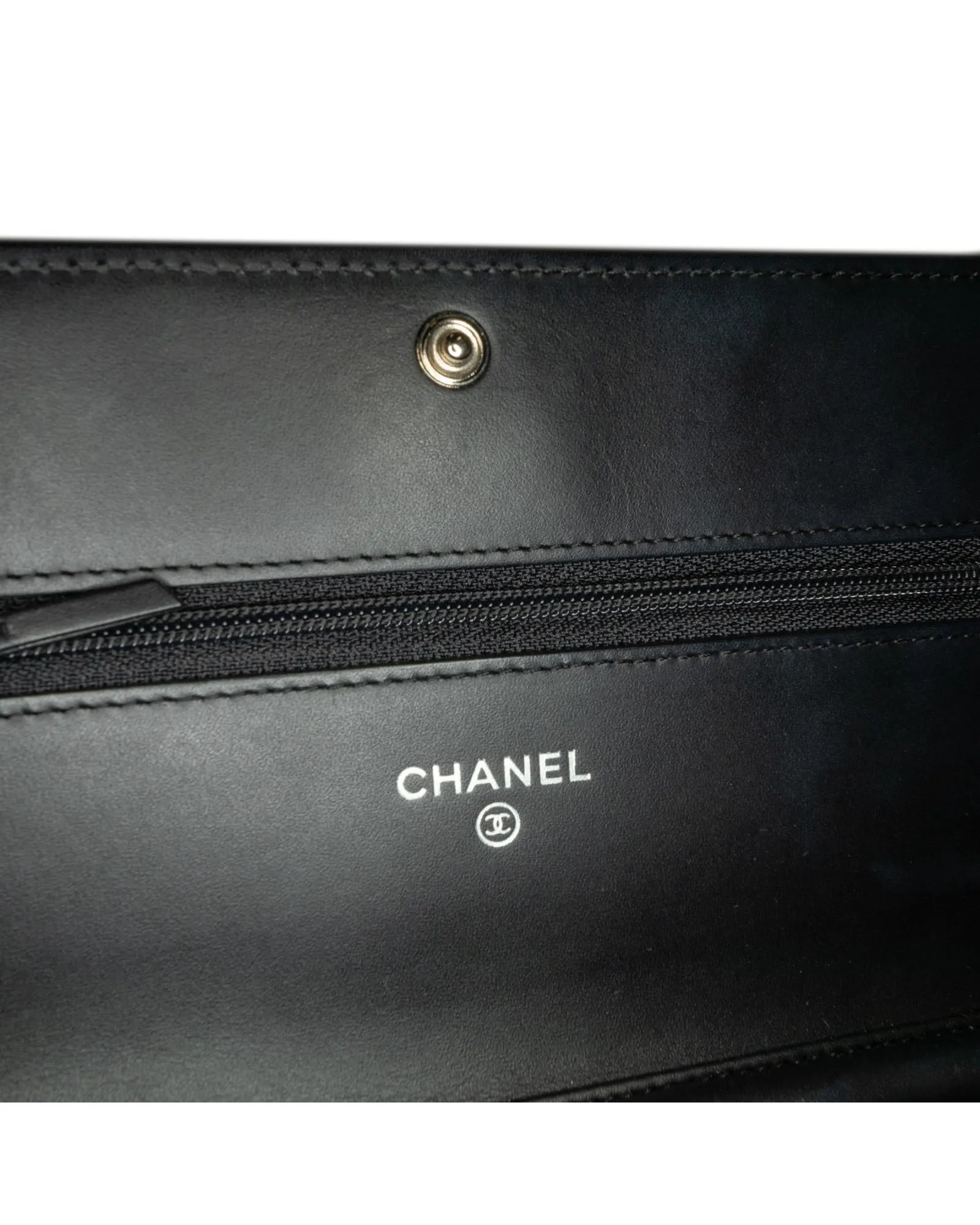 Patent Leather Quilted Wallet on Chain with Twist Lock Closure