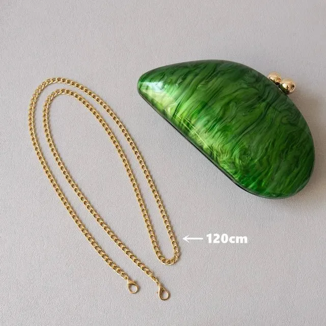 Pre Order:  Marbled Green Shell Clutch Bag