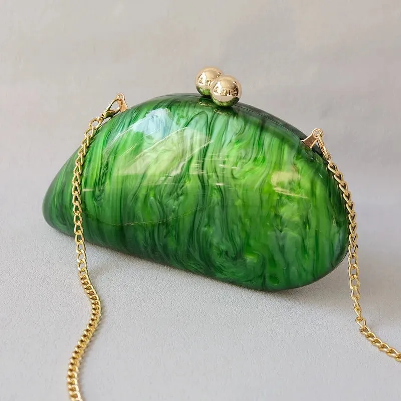 Pre Order:  Marbled Green Shell Clutch Bag