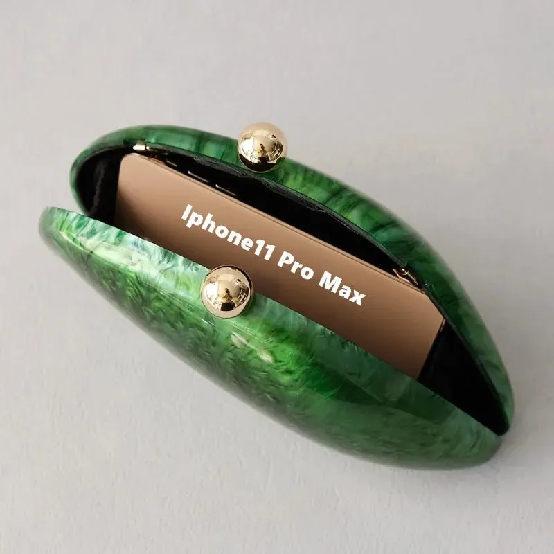 Pre Order:  Marbled Green Shell Clutch Bag