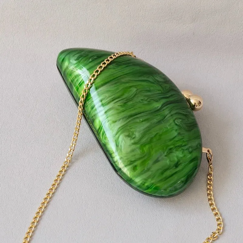 Pre Order:  Marbled Green Shell Clutch Bag