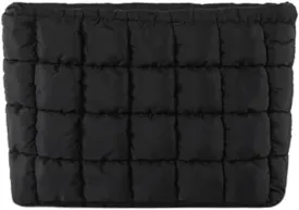 Puffy Quilted Makeup Bag for Women, Cosmetic Bag, Travel Toiletry Organizer Pouch Clutch (black)