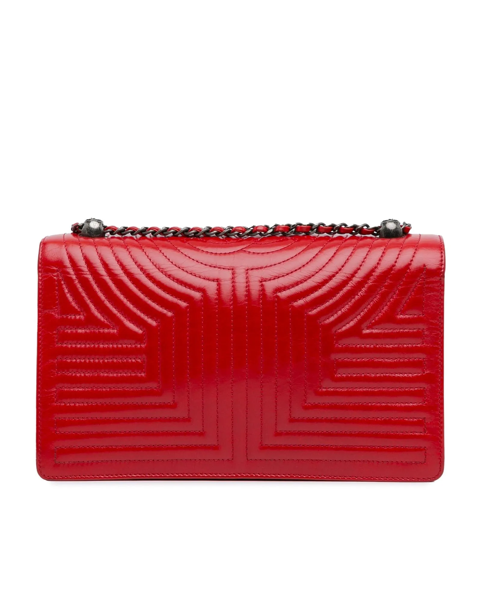 Quilted Calfskin Flap Bag with Woven Chain Link Strap