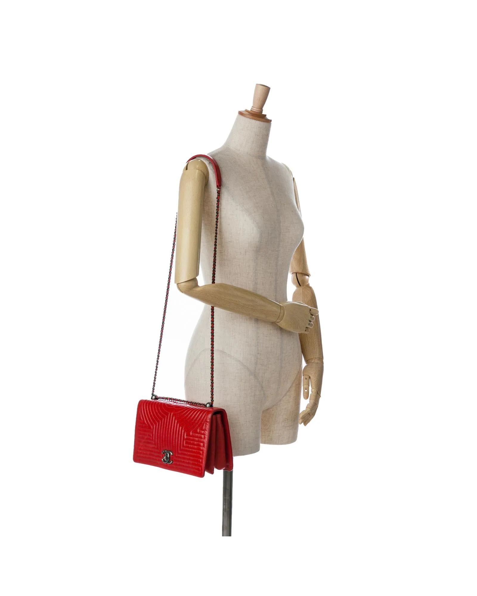 Quilted Calfskin Flap Bag with Woven Chain Link Strap