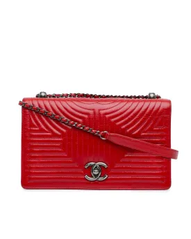Quilted Calfskin Flap Bag with Woven Chain Link Strap