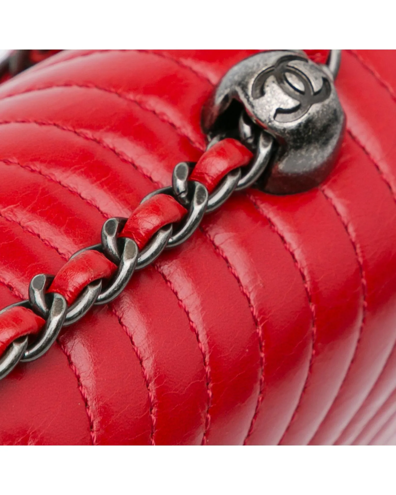 Quilted Calfskin Flap Bag with Woven Chain Link Strap
