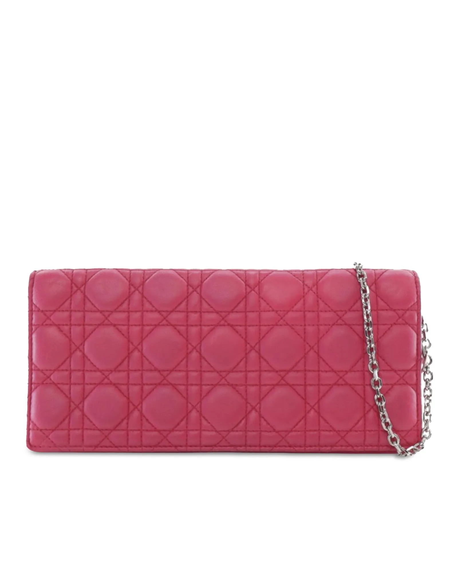Quilted Lambskin Chain Wallet with Flap Closure