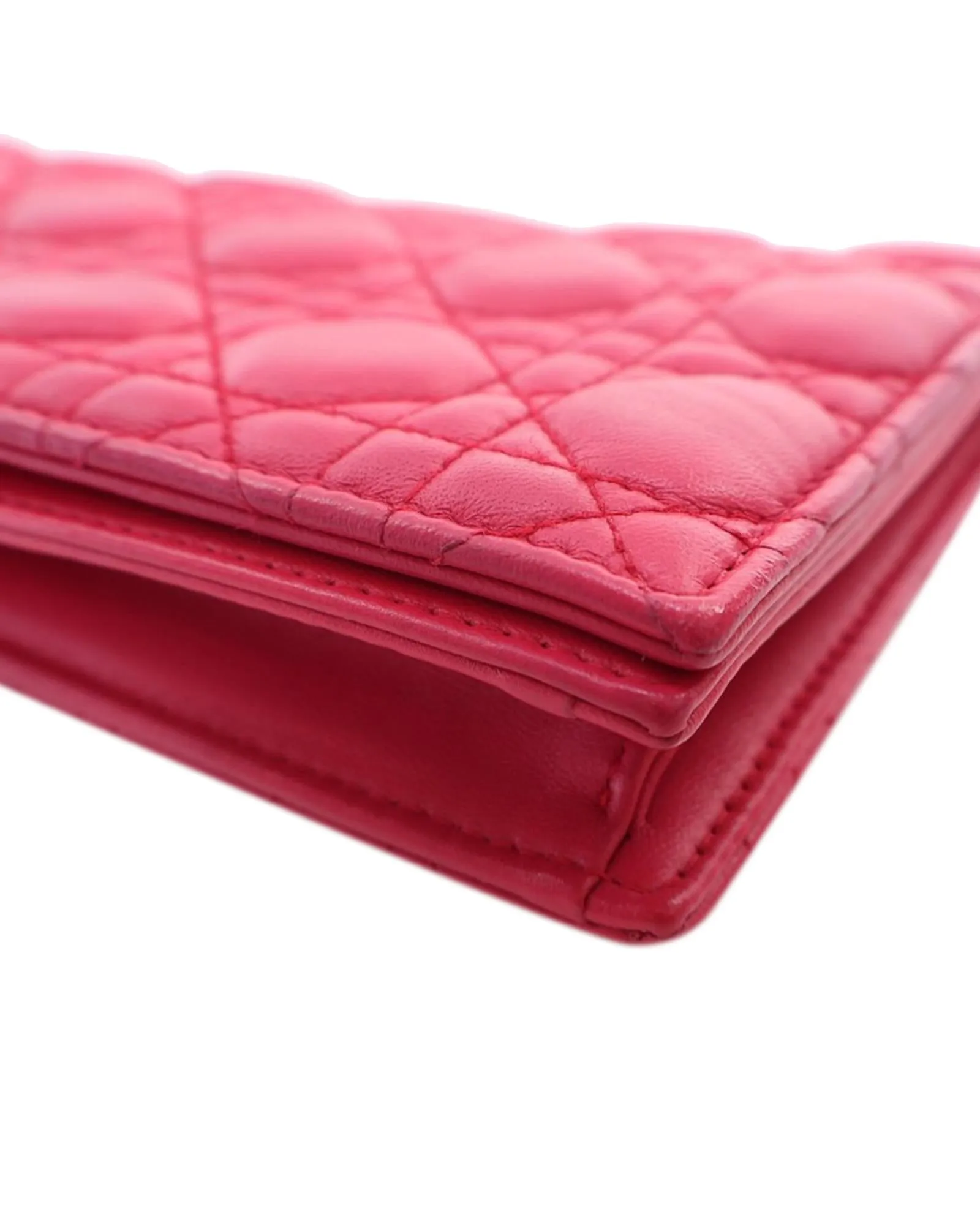 Quilted Lambskin Chain Wallet with Flap Closure