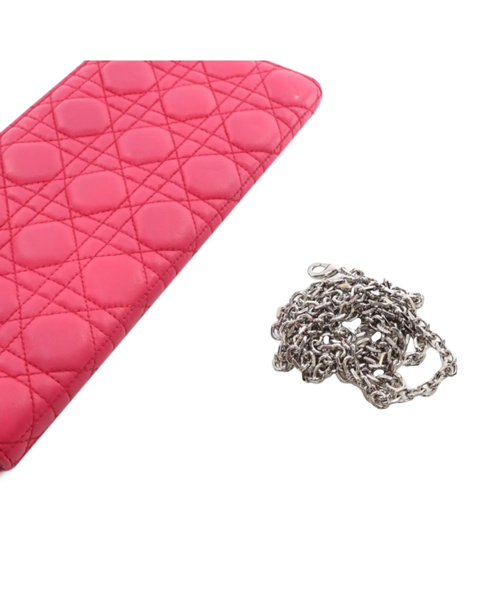 Quilted Lambskin Chain Wallet with Flap Closure