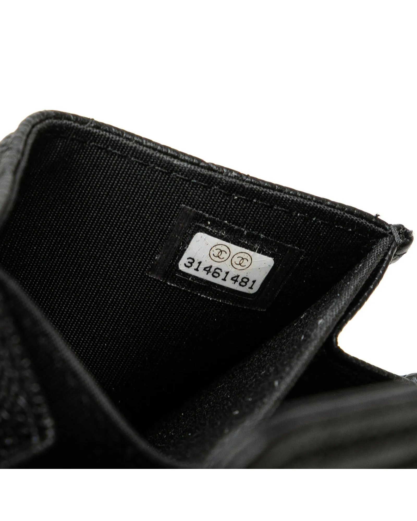 Quilted Leather Boy Card Holder with Chain