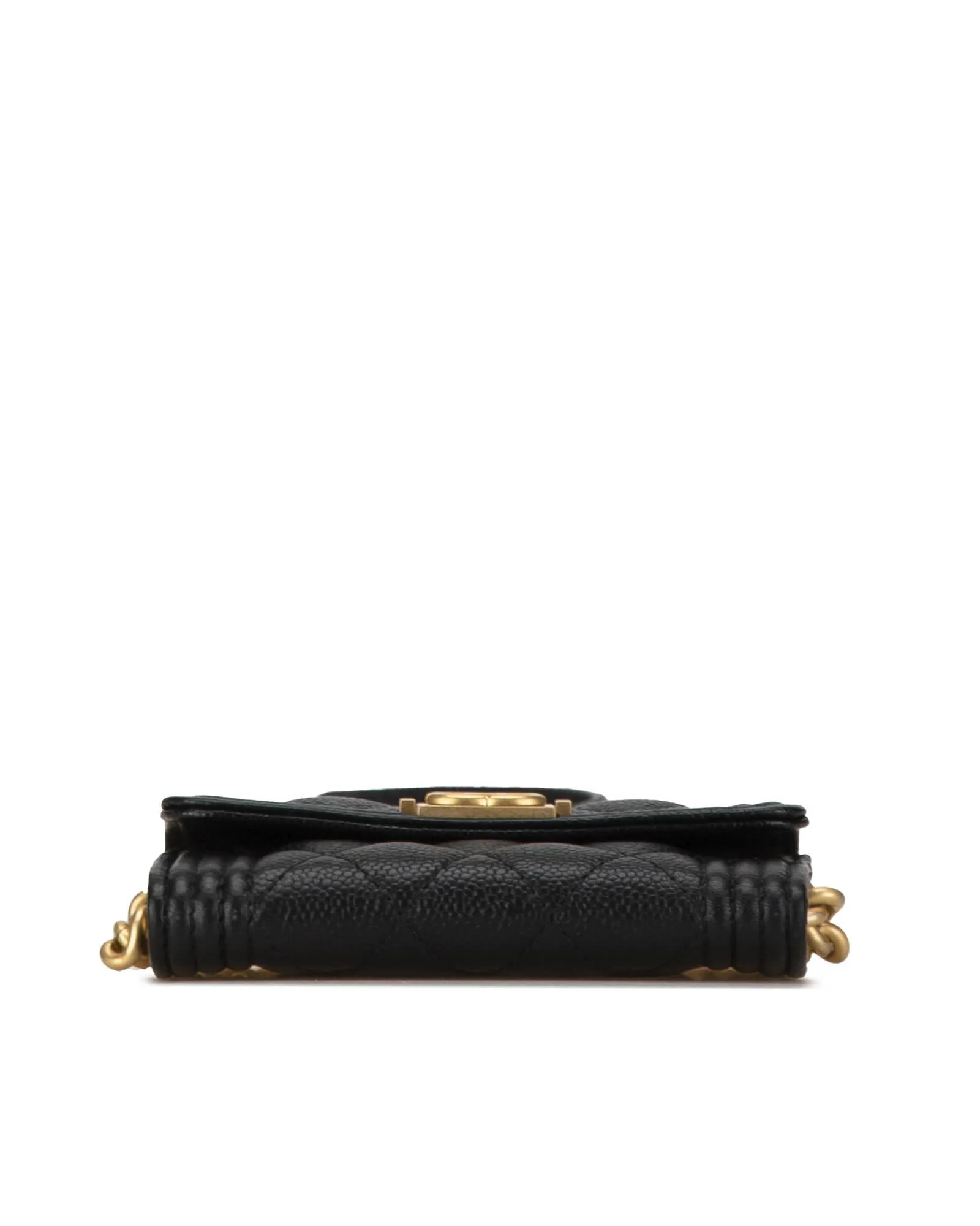 Quilted Leather Boy Card Holder with Chain