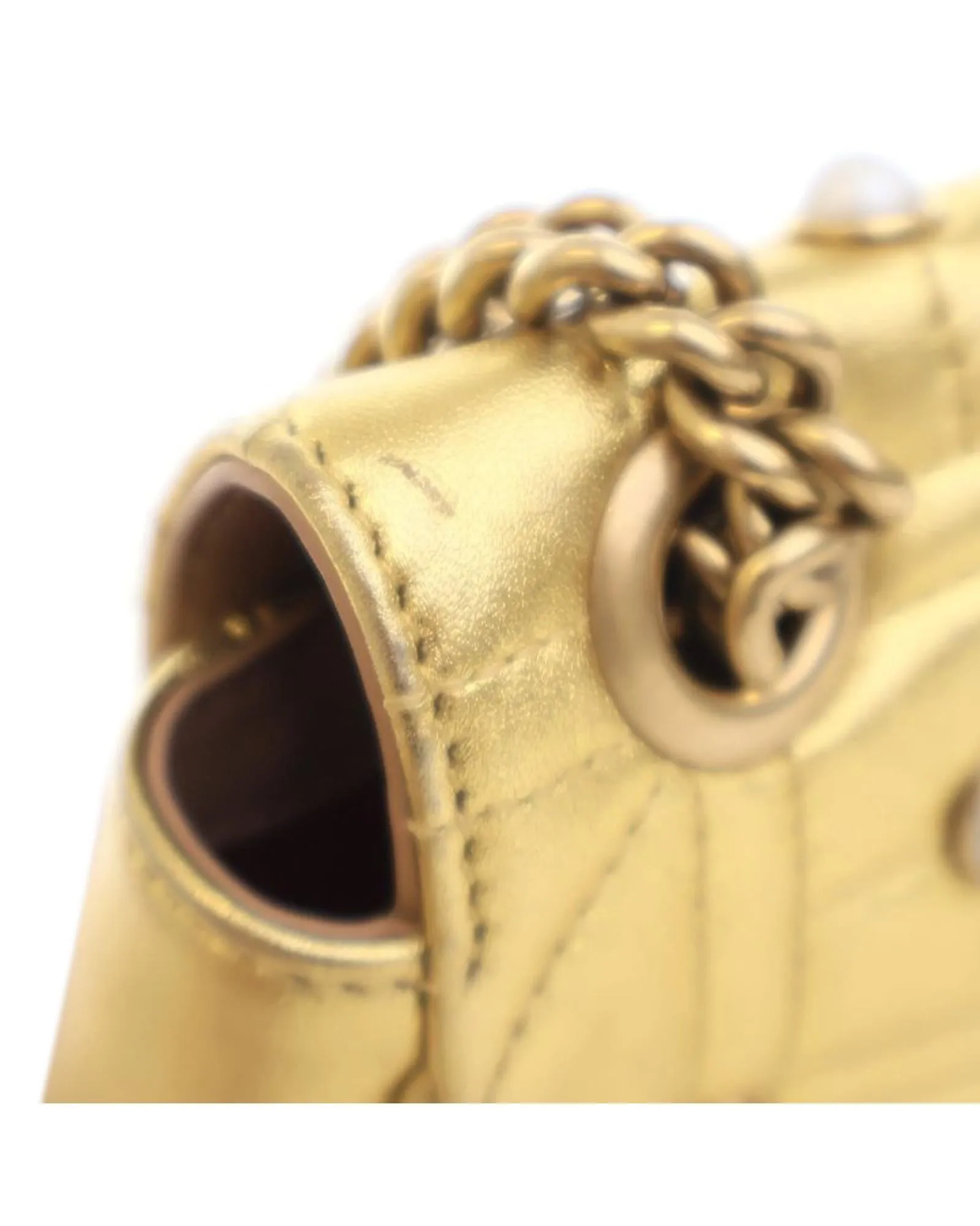 Quilted Leather Crossbody Bag with Faux Pearl Details