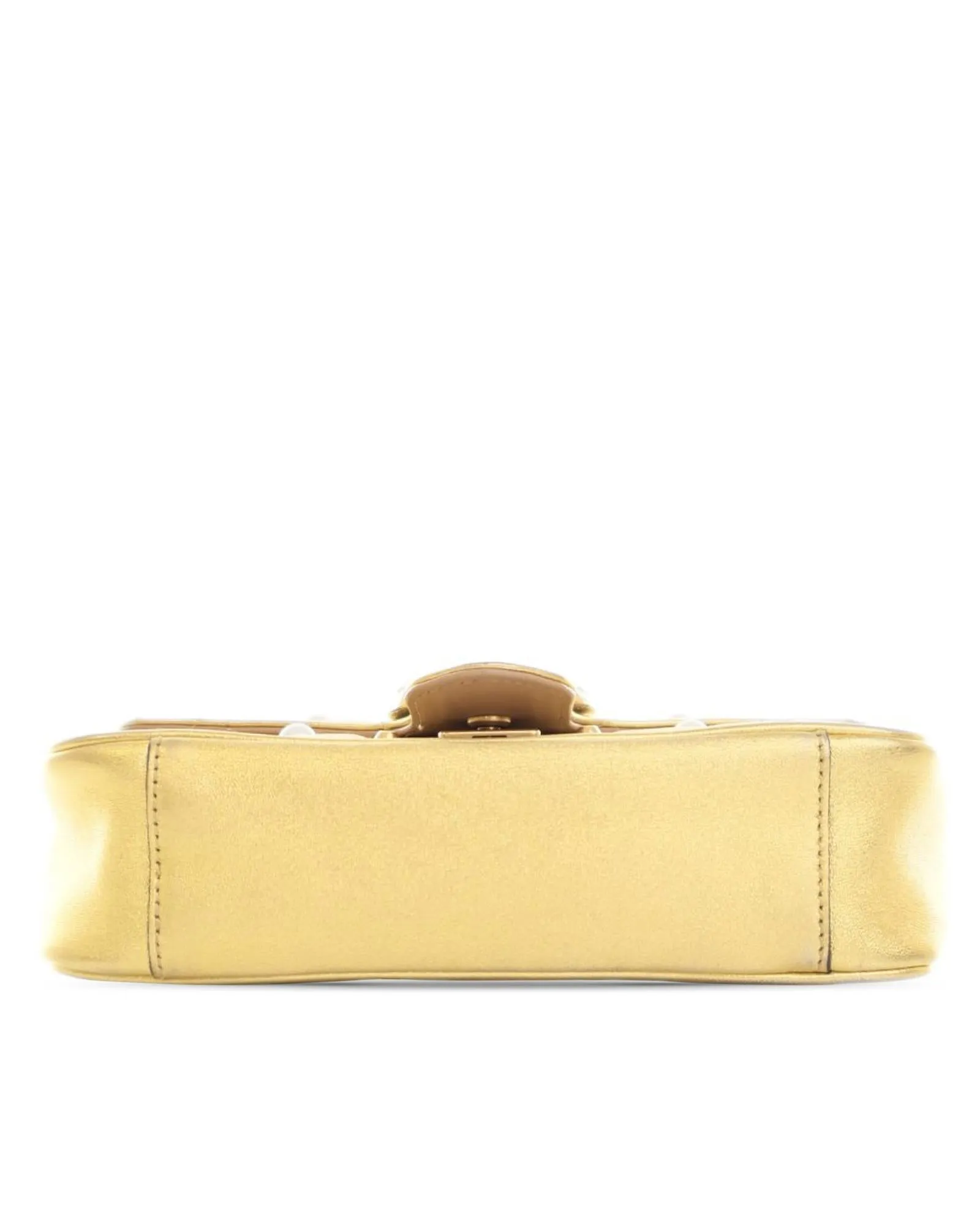 Quilted Leather Crossbody Bag with Faux Pearl Details