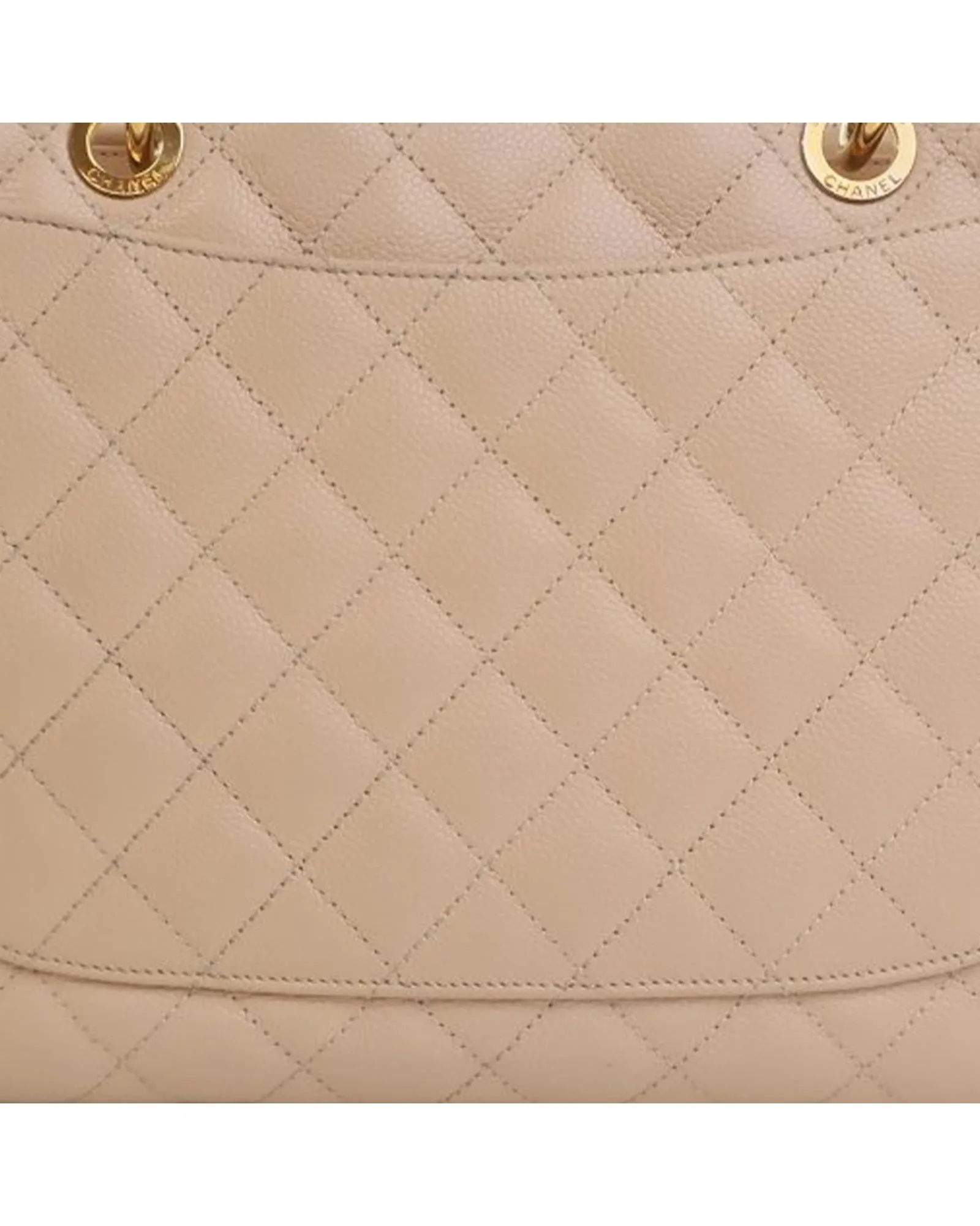 Quilted Leather Grand Shopping Tote with Chain Straps and Multiple Pockets