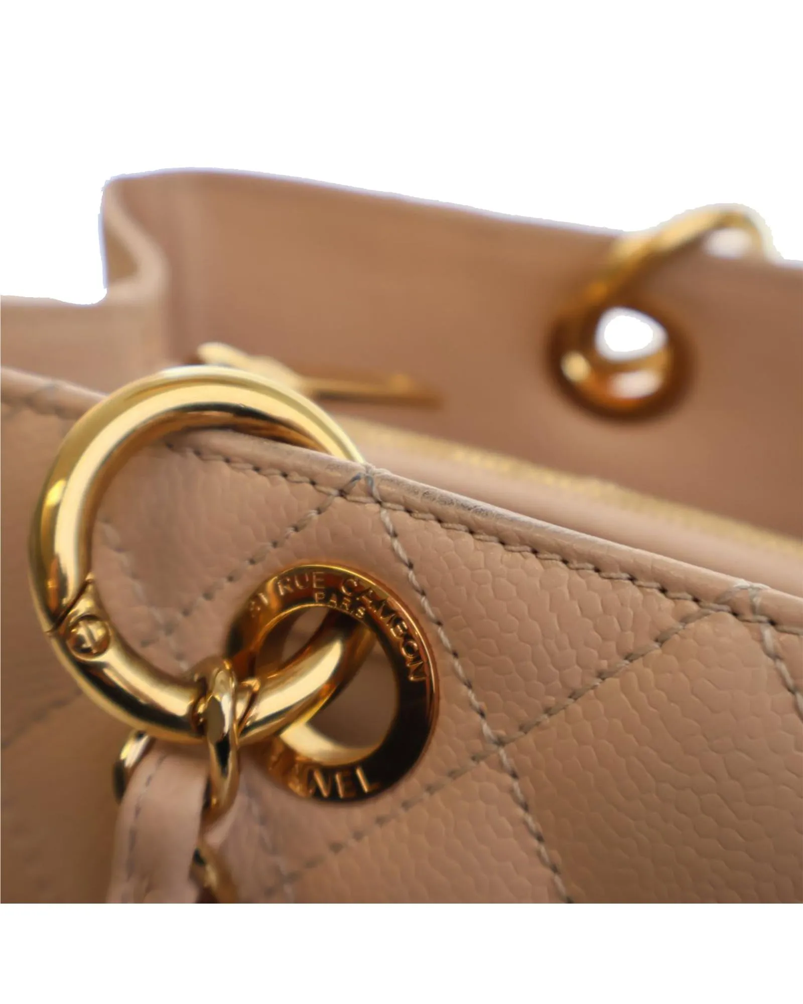 Quilted Leather Grand Shopping Tote with Chain Straps and Multiple Pockets