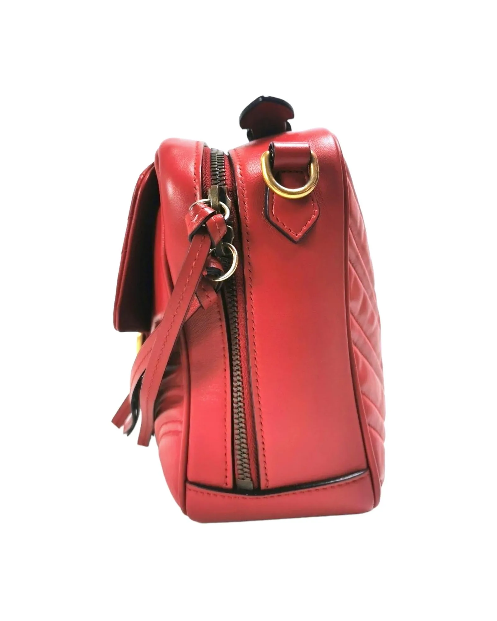 Quilted Top Handle Bag with Golden GG Clasp
