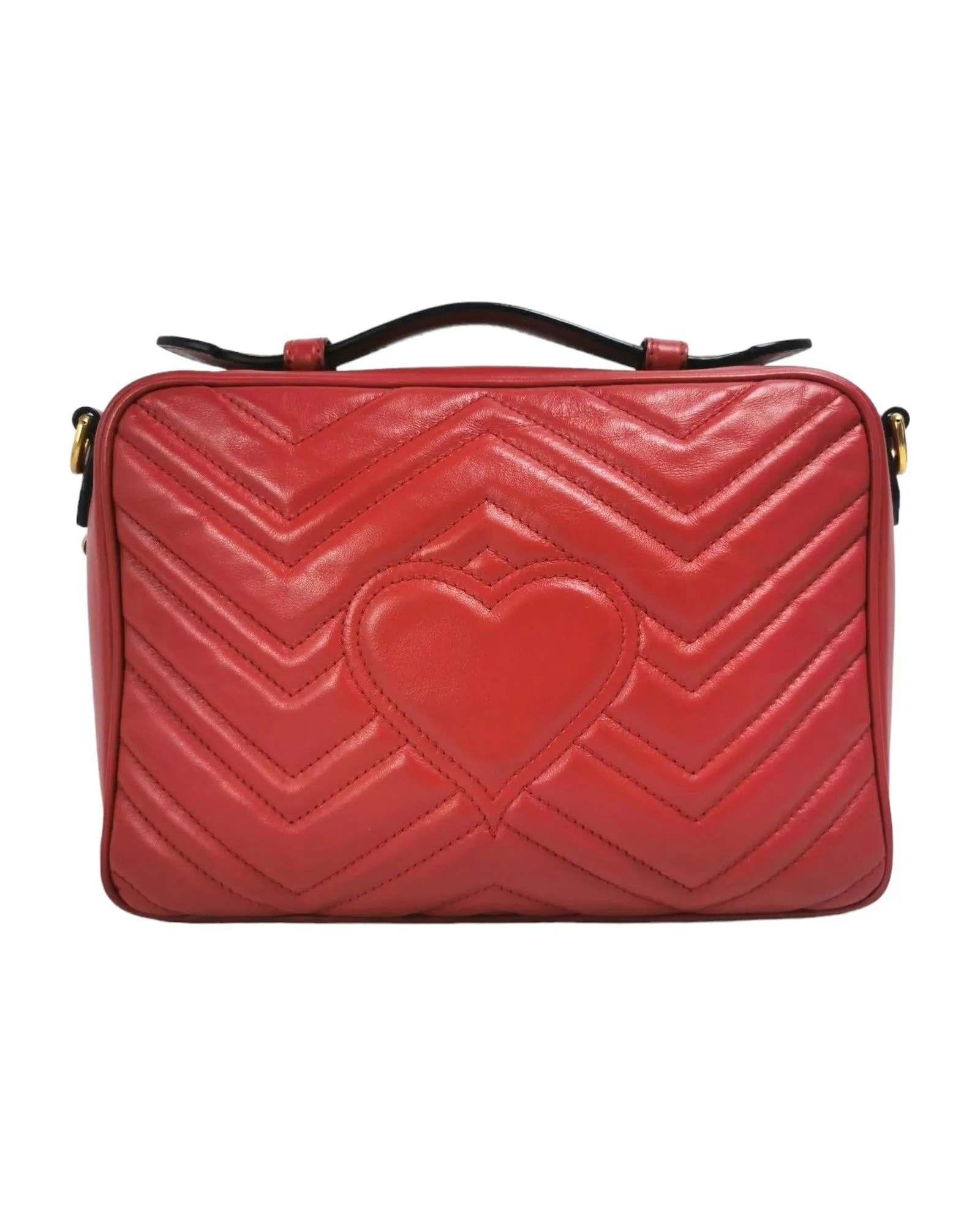 Quilted Top Handle Bag with Golden GG Clasp