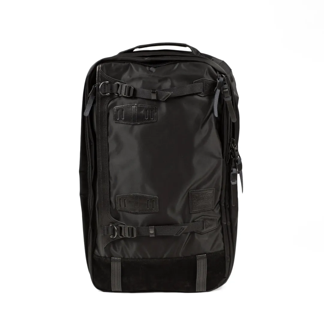 "Potential" backpack / overnighter, black Cordura and leather with all-black hardware