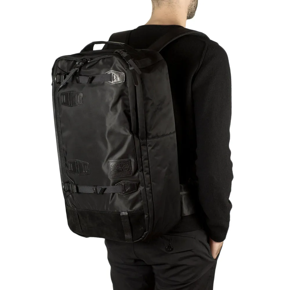 "Potential" backpack / overnighter, black Cordura and leather with all-black hardware
